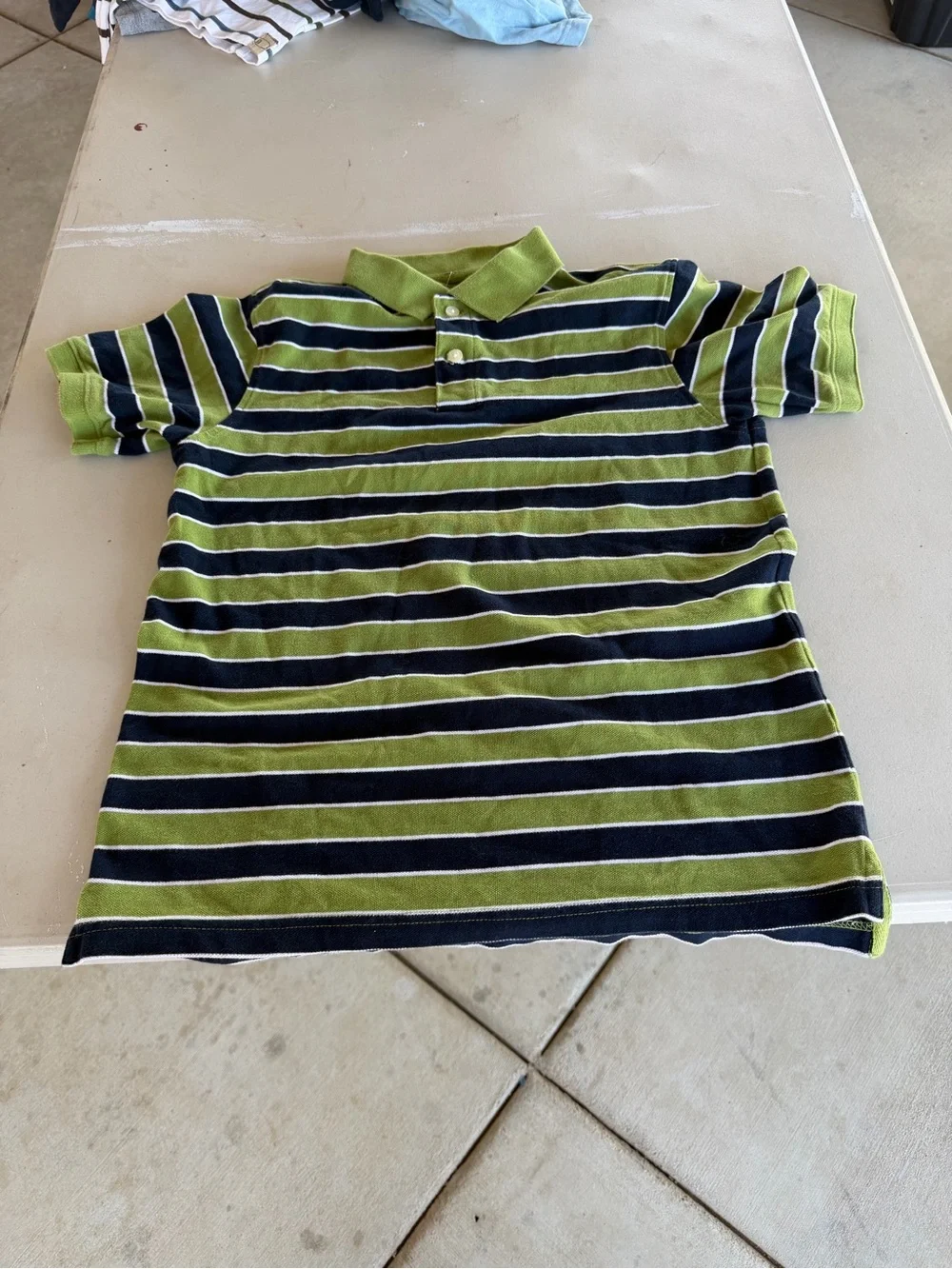 Old Navy Green & Navy Striped Polo Shirt